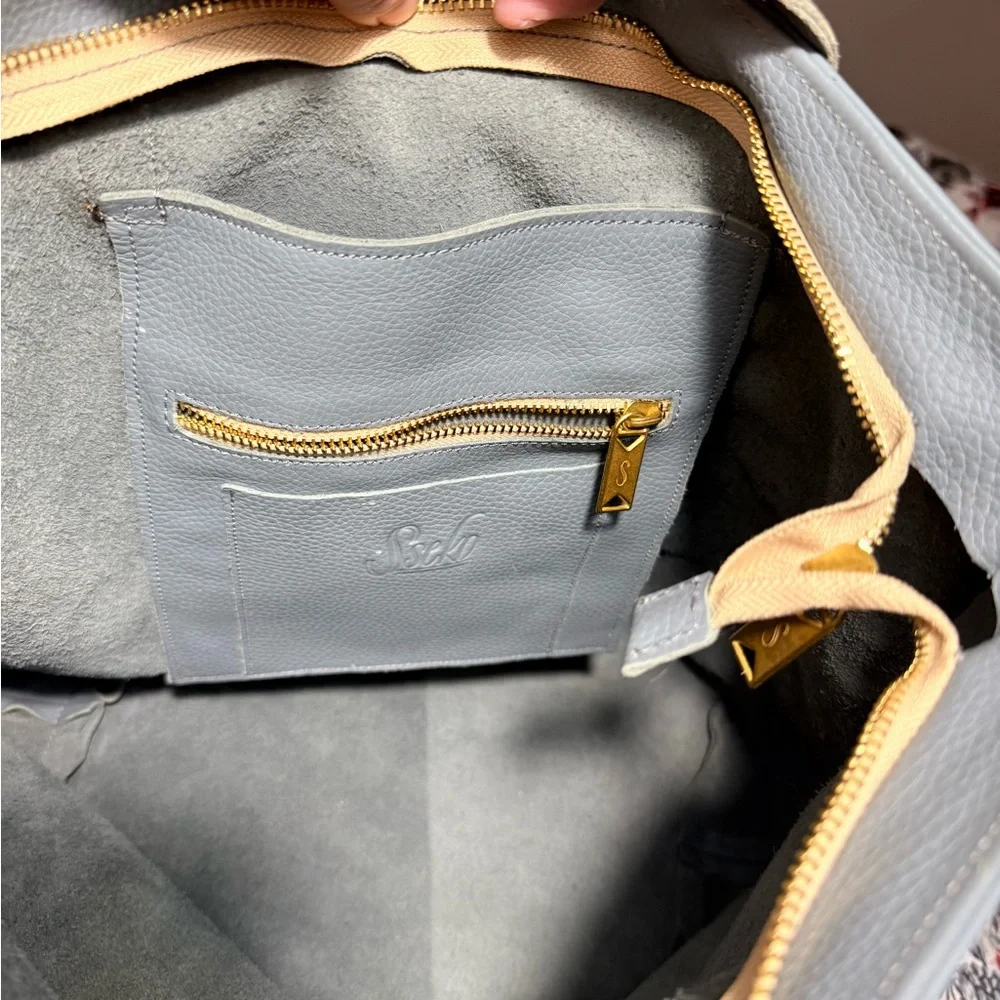 Sseko Custom-Made Zippered Bucket Bag/Tote Blue NWOT - Picture 8 of 11